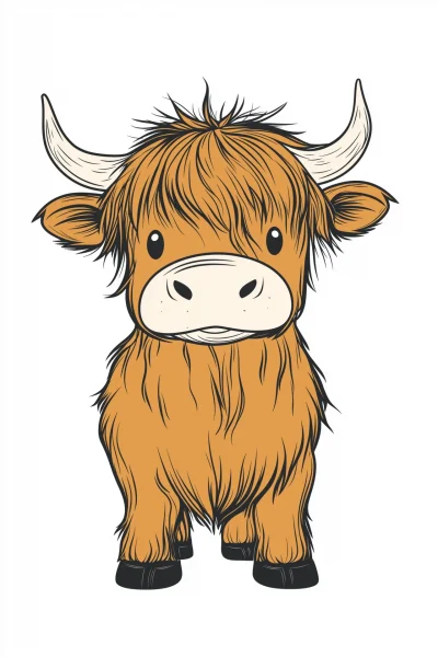 Cute Highland Cow Illustration