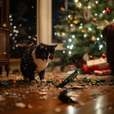 Cat vs Christmas Tree