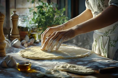 Baker Preparing Flatbreads