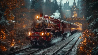 Hogwarts Express in the Christmas Forest