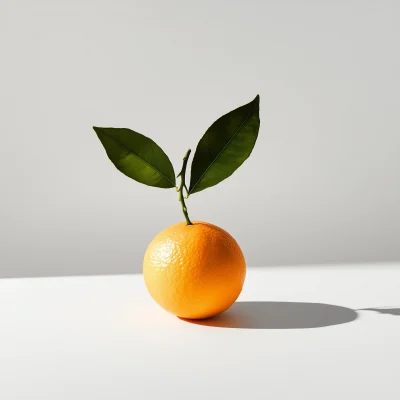 Isolated Orange with Leaf