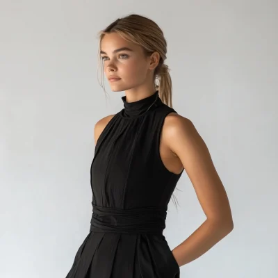 Model in Black Dress