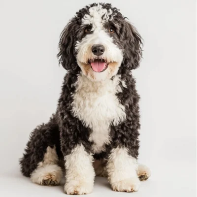 Large Sheepadoodle on White Background