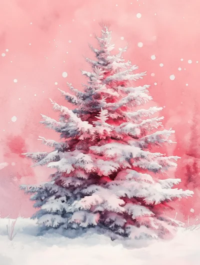 Pink Pine Tree in Snow