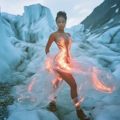 Elegant Bioluminescent Dress in Tundra