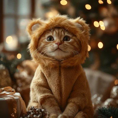 Christmas Cat in Lion Costume