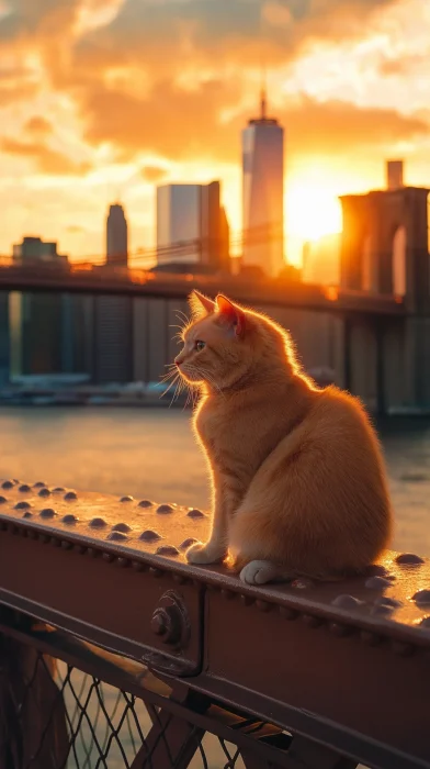 Cat on Brooklyn Bridge