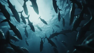 Salmon Feeding in Clear Water