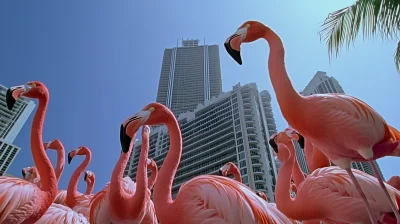 Rooftop Flamingos in Miami