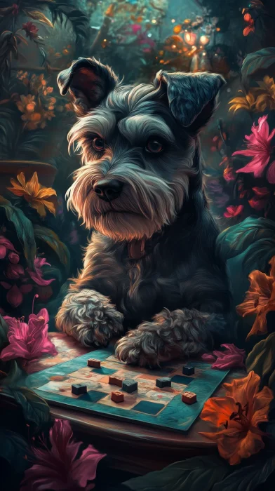 Schnauzer Playing Boardgame