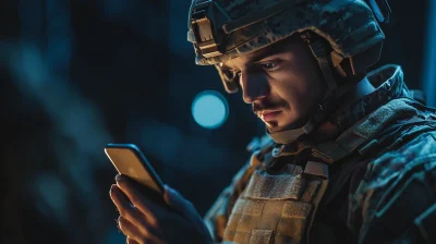 Military Service Member with iPhone