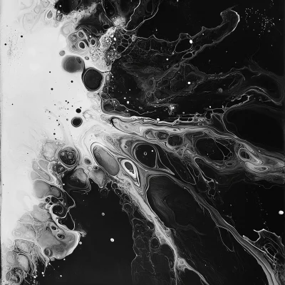 Elegant Black and White Abstract Painting