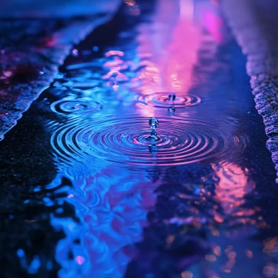 Night Sky Reflection in Puddle