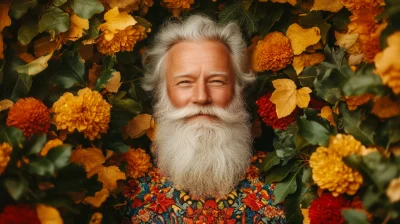 Bearded Man in Autumn Forest