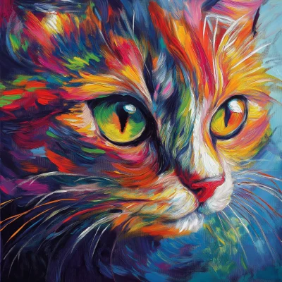 Cyberpunk Cat Painting