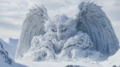 Giant Mythology Goddess in Snow Storm