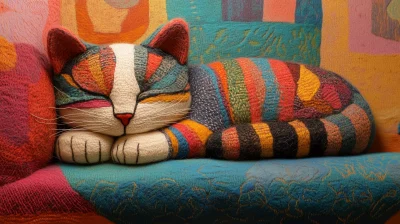 Picasso Style Cat Wool Art