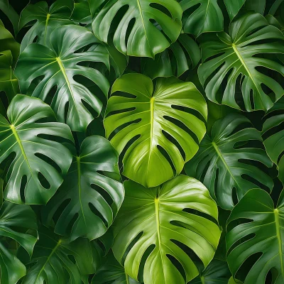 Closeup of Monstera Leaves