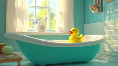 Yellow Rubber Duck in Bathtub