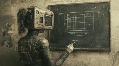 Post Apocalyptic Woman with Computer Head