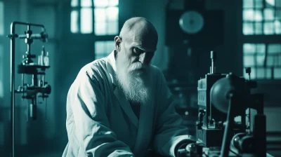 Old Scientist in Vintage Lab