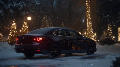 Mazda 3 in a Snowy Forest