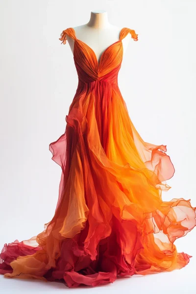 Flaming Dress on White Background