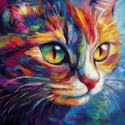 Cyberpunk Cat Painting