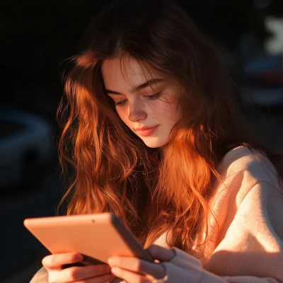 Smiling Girl with Tablet