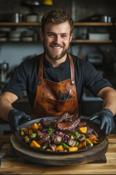 Chef with Proud Dish