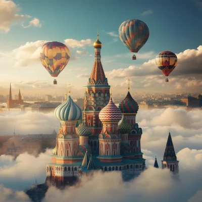 Hot Air Balloons Over St. Basil’s Cathedral