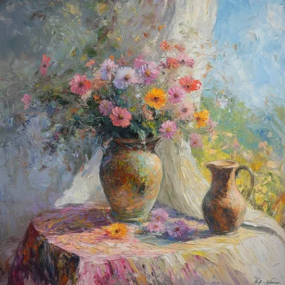 Still Life with Cosmos Flowers