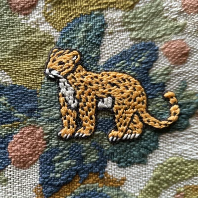 Punch Needle Leopard Pin