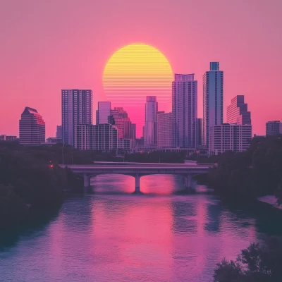 Synthwave Skyline of Austin