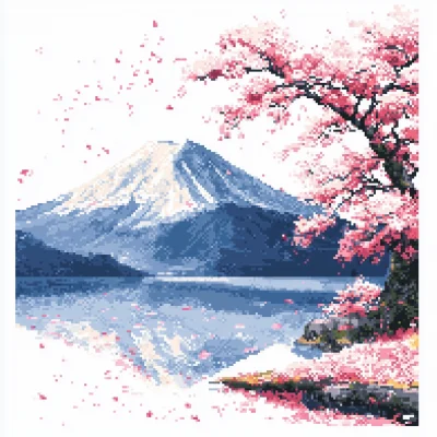 Stylized Embroidery of Mount Fuji