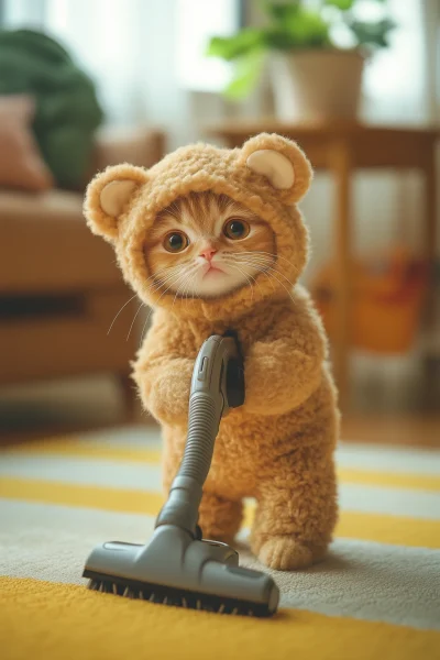 Cute Little Cat in Bear Costume