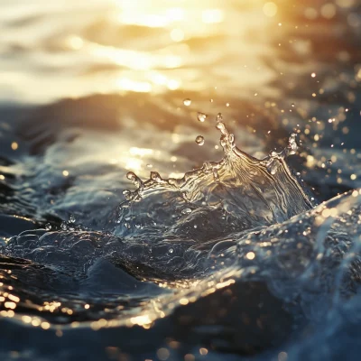 Sunlit Water Splash