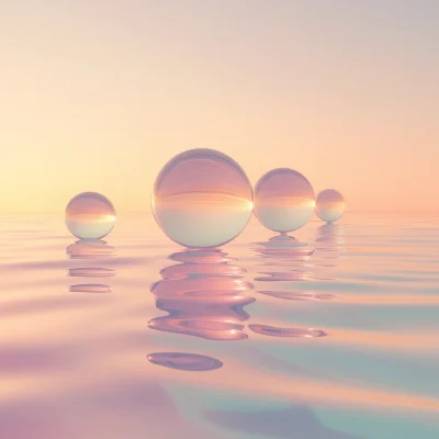 Glowing Spheres at Sunrise