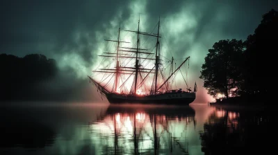 Historic Sailing Ship in Bay