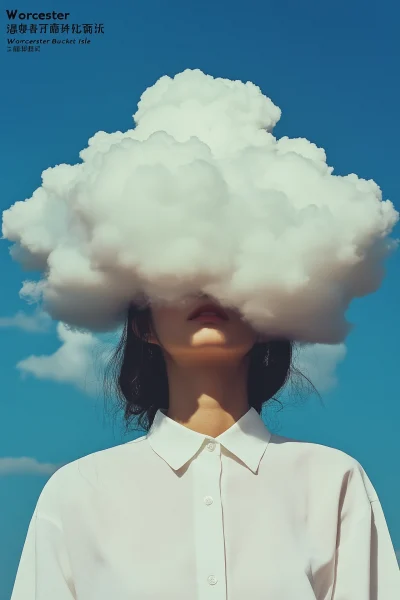 Person in White Shirt with Cloud