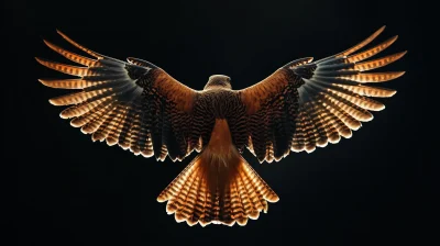 Spreading Wings of a Reddish Falcon