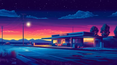 Retro Wyoming Nightscape