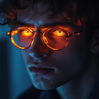 Nerdy Guy with Glowing Eyes