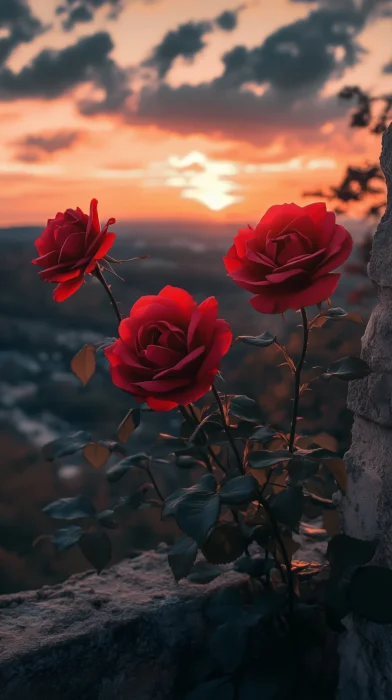 Morning Roses by the Castle