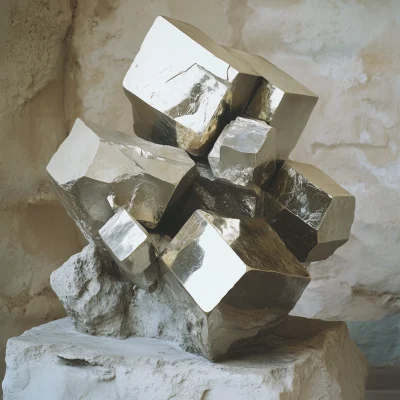 Pyrite Blocks in Limestone