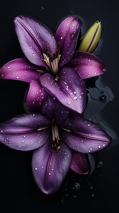 Blooming Purple Lilies