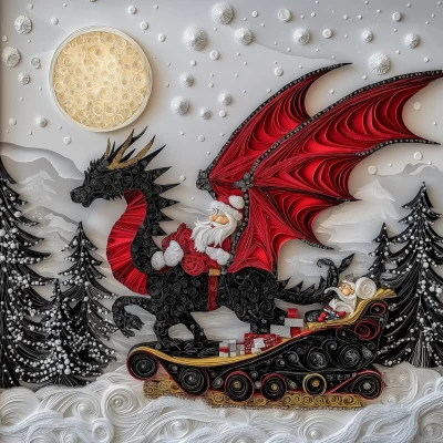 Dragon Pulling Santa’s Sleigh