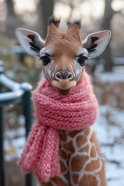 Cute Baby Giraffe in Playground