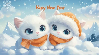 Happy New Year with Cute Cats