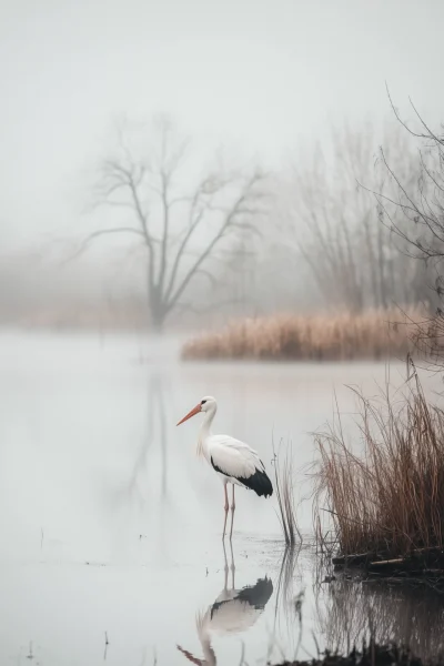 Storks by the Pond